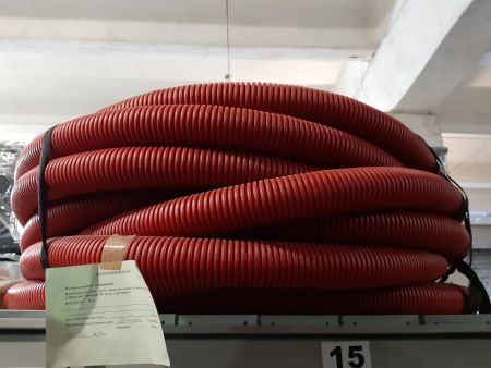 Труба гибкая двустенная для кабельной канализации д.75мм, цвет красный, 50м бухта, с протяжкой