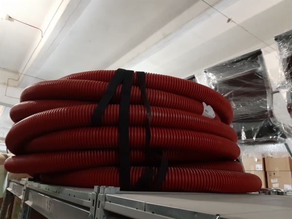 Труба гибкая двустенная для кабельной канализации д.75мм, цвет красный, 50м бухта, с протяжкой
