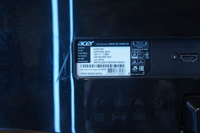 Монитор 21.5 Acer G227HQLAbid IPS LED 4ms 16:9 DVI HDMI