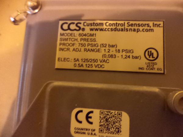 Реле давления 604GM1 1/4" 0.035bar CCS