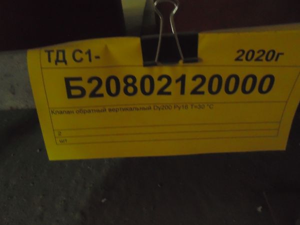 Клапан обратный вертикальный Dу200 Pу16 Т=30 °С